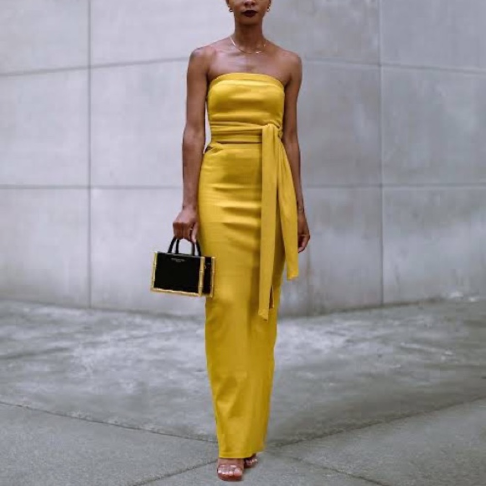 ⚫️The Drop Womens Citronelle Wrap Around Rib Bustier Cropped Top by @signe… - Picture 5 of 11